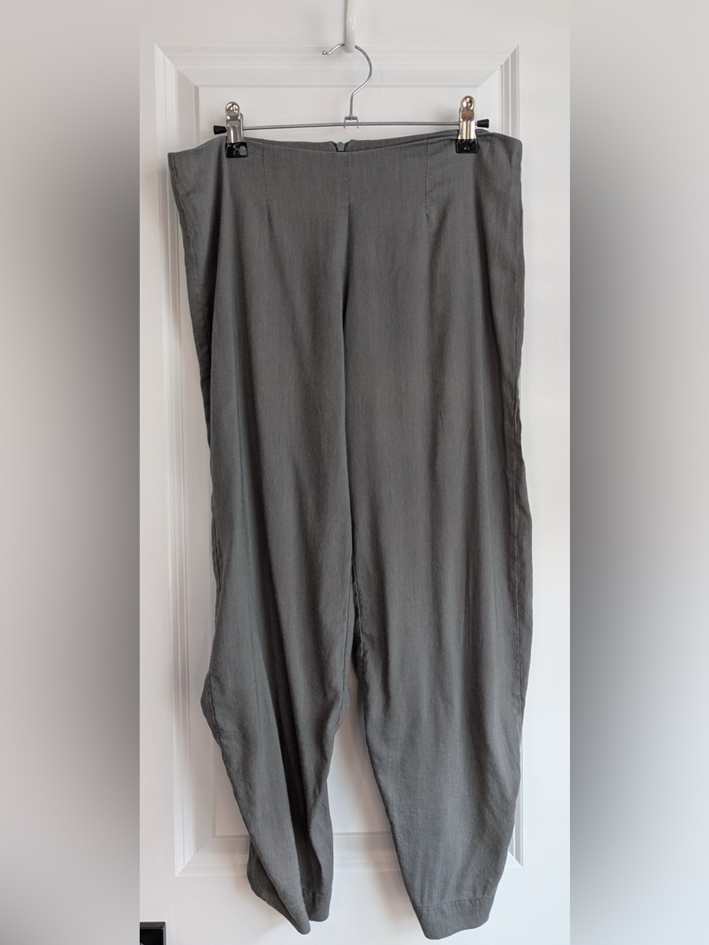 Matthildur Cotton Linen Blend Gray Trousers Ruched Lagenlook Size P/XS